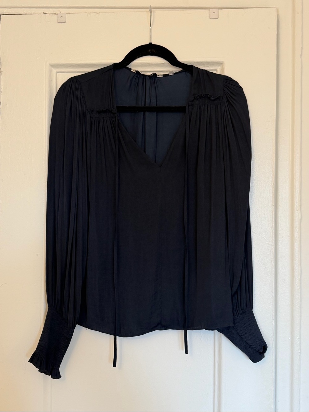Rebecca Taylor Sateen Tie-Neck Blouse